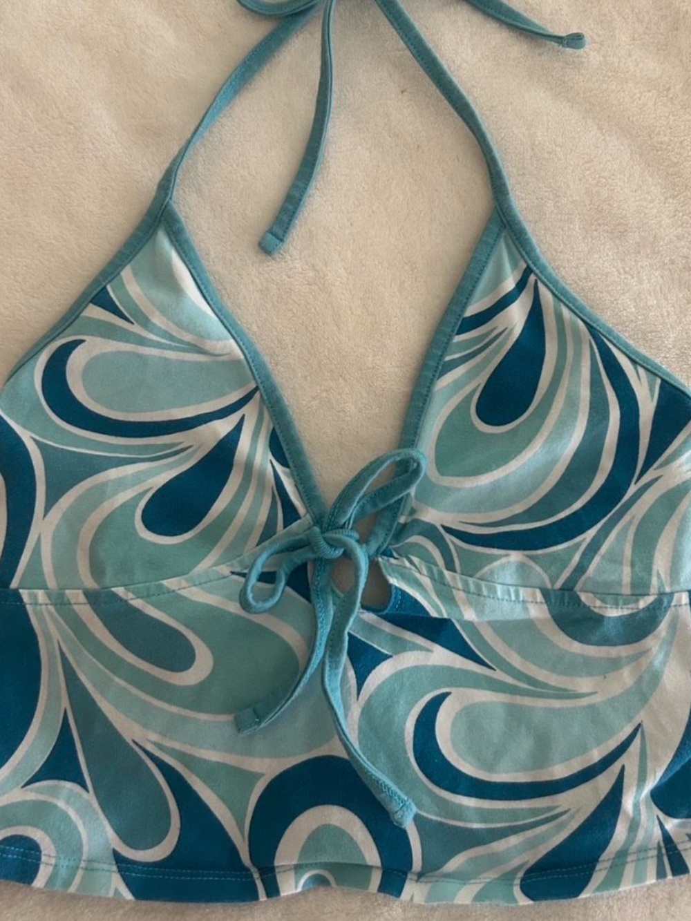 Garage Blue Teal Swirl Halter Tank Top